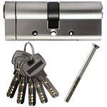 SEPOX® 90mm(45/45) Anti-Snap Euro Door Lock Cylinder, High Security 6 Pin, Brass Body Stainless Steel Bar Enforced Anti-Drill Anti-Pick,Anti-Bump Door Barrel with 5 Keys