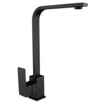 ZAIVI Cubix Heavy SS-304 Hot and Cold Kitchen Sink Mixer Tap with Installation Kit | 360 Degree Rotatable Spout | Matt Black Finish Kitchen Mixer Faucet (Deck Mount Installation Type)