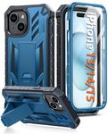 FNTCASE for iPhone 15 Case: for iPhone 14 Case for iPhone 13 Case Shockproof Military Grade Protective Cover with Kickstand - Dual Layer Matte Dropproof 6.1 Inch-Blue