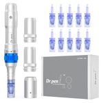 Dr.Pen A6 Microneedling Pen for Face and Body Mirco Needling Derma Pen for Scar Serum in 5 Speeds Depth Adjustable with 2 Backup Batteries and 10 Cartridges 36-Pin Wired & Wireless UK Plug