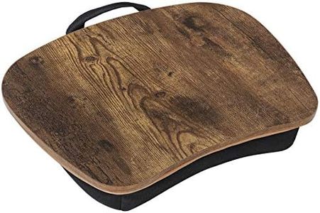 SONGMICS Lap Desk, Bed Tray, Laptop Table with Handle, Cushion, 12.6 x 15.7 x 3.1 Inches, Rustic Brown ULLD109B01