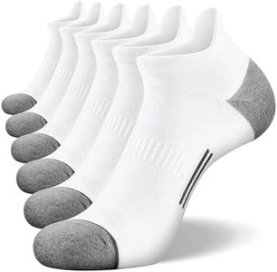 FITRELL 6 Pack Ankle Running Socks for Men and Women Low Cut Cushioned No Show Athletic Sports Compression, Shoe Size 9-12, New White