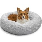 Best Friends by Sheri The Original Calming Donut Cat and Dog Bed in Lux Fur Gray, Medium 30x30