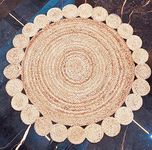 MDS Pack of 1 Hand Woven Jute Area Rug - 6 FT Round Natural Reversible Eco Friendly Rugs for Bedroom, Living Room Kitchen, Jute Burlap Braided Rag Rug, Rustic-Farmhouse- Rings Design (6' Round)