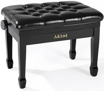 AKLOT Wood Hydraulic Piano Bench, Piano Stool with Padded Cushion, Keyboard Bench High-Density Sponges，Ajustable Piano Stool with PU Leather, Piano Chair and Piano Seat for Adult Musician Black