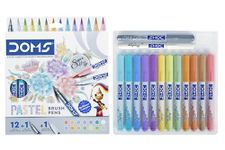 Doms Super Soft Tip Pastel Shades Brush Pen Set | 12 Pastel Shades + 1 Silver Shade + 1 Blender | Ideal for Doodling, Illustrations, Calligraphy, Artists, Studenst & Professioanls | Pack Of 1