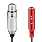 J&D XLR to 1/4 Cable, Balanced XLR Female to 1/4" Female Stereo Audio Adapter, 3 Pin XLR to 6.35mm TRS Converter Cable with Nylon Braiding, 30 cm, Red