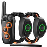 Bequest Metal Dog Training Collar,Ipx7 Waterproof Shock Collar with Remote Range 1300Ft,3 Training Modes,Shock,Vibration,Rechargeable Electric Shock Collar for Small Medium Large Dogs (2 Collars)