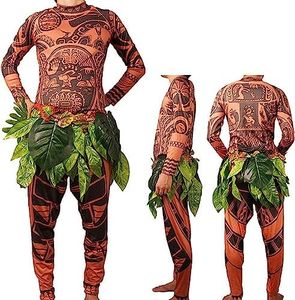 FEEAA Maui Tattoo T Shirt/Pants Halloween Adult Mens Women Cosplay Costume, XXL