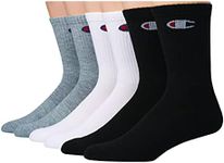 Champion Womens 6-pack Logo Crew Socks, White/Grey/Black, 5-9 US