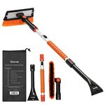 AstroAI 47.2 Inch Ice Scrapers for Car Windshield, Extendable Snow Brush with Squeegee, 3 in 1 Durable Snow Removal Telescoping Brush for Car Windshield,Household Cleaning Tools(Orange)