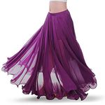 Baisdan Belly Dance Long Swing Skirt Festival Tribal Chiffon Maxi Full Skirt Purple