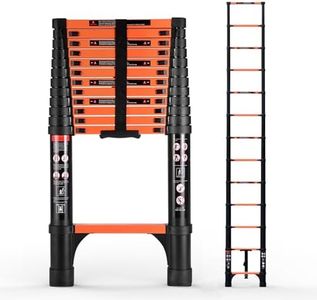 Telescoping Ladder, 12.5 FT Aluminum Telescopic Ladder, Portable Extension Folding Ladder, Multi-Purpose Compact Ladder for Household Or Outdoor Work, 330lbs Max Capacity