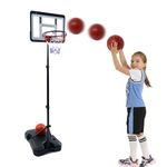 Kids Basketball Hoop for Indoor Outdoor Play, Adjustable Height 2.9 ft-6.2 ft Toddler Basketball Hoop, Kids Basketball Goal Backyard Outside Toys for Boys Girls Age 3 4 5 6 7 8 9 Gift