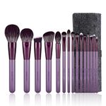 EIGSHOW Makeup Brush Set, 15 Piece Professional Makeup Brushes Kit with Corn Silk Fiber Vegan Brushes for Foundation Powder Concealers Eye Shadows Liquid Kabuki Brushes (SMOKE PURPLE)