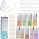 USB Sticks 32GB Memory Stick 10 Pack Uflatek USB 2.0 Pendrive Morandi Mixed Color Flash Drive Rotate USB Flash Drive Colorful Thumb Drive External Data Stick with Blank Sticker Lanyard