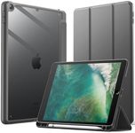 JETech Case for iPad 9.7-Inch (6th/5th Generation, 2018/2017) with Pencil Holder, Clear Transparent Back Shell Slim Stand Shockproof Tablet Cover, Auto Wake/Sleep (Space Grey)