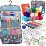 118 PC Crochet Kit for Beginners Knitting & Crochet Supplies,Premium Crocheting Kit Includes 12 Spools Crochet Yarn, 21 Crochet Hooks,6 Needes and 1 Crochet Case, Crochet Kits for Starter Adults