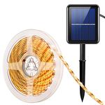 AMIR Solar Strip Lights, 90 LED Flexible and Cuttable Solar String lights, 8 Lighting Modes, Auto ON/OFF Light Strip, Waterproof IP65 for Patio, Garden, Home, Wedding, Pathway, Courtyard