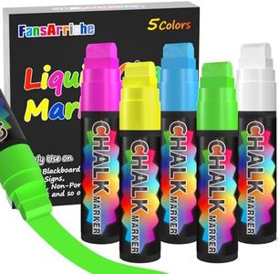 FansArriche Window Markers - 15mm Jumbo - 5 Pack of Neon Chalk Pens - Liquid Chalk Bright Car Markers, Chalkboard Markers for Windows, Blackboard, Glass, Signs, 3-in-1 nib