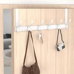 GMYMTM Over Door Hook Rack-12 Hooks Over Door Hanger, Over Door Towel Hook Long Arm 18cmH for Clothes Keys for Bedroom Bathroom Laundry Room(Long Arm 12 Hooks)