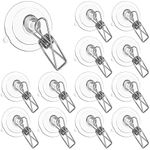 Patelai 16 Pieces Suction Cup Clips Plastic Round Suction Cup Clamp Holder Window Suction Cups with Clips Heavy Duty for Hanging Home Office Shower Accessories