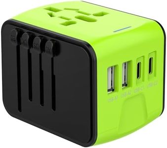 JMFONE International Travel Adapter Universal Power Adapter Worldwide All in One W/Smart High Speed 2.4A 4 USB Perfect for European US, EU, UK, AU 160 Countries (Green)