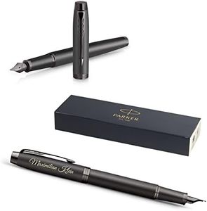 PARKER IM Pluma estilográfica monocromática con grabado, bolígrafo premium, caja de regalo, diseño de pantrone azul, elegante, regalo personalizado, nombres, grabados, aniversario, cumpleaños (bronce)