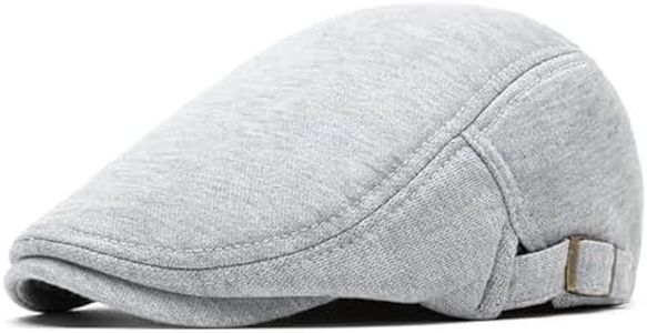 meioro Men's Cotton Newsboy Cap Adjustable Soft Fit Flat Cap Gatsby Irish Beret Hat Cabbie Ivy Newsboy Hats Paperboy Driving Hunting Hat for Men Outdoor Daily Use Fishing Golf Dress Hats(Light Grey)