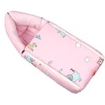 R for Rabbit Snuggy Baby Sleeping Bag & Carry Nest 100% Cotton Bedding Set for New Born Babies, Portable & Travel Friendly 3 in 1 Convertible Holding Bed, Sleeping Mattress Set of 0 to 12 months Infants 75x48 Cm (Blush Pink)