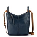 The Sak Los Feliz Crossbody Bag in Leather, Large, Unlined Purse with Single Adjustable Shoulder Strap, Indigo New, M