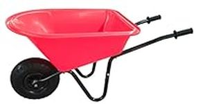 ASC - Child Kids Deep Wheelbarrow - Metal Frame & Plastic Tray, Rubber Handles, Puncture-Resistant Tire, Red & Black - Outdoor, Educational, Farm, Gardening Toy, Play, Game