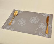 Yellow Weaves PVC Rectangular Dining Table Placemats, Set of 6 - Beige