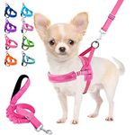 Lukovee Dog Leashes for Small Dogs, Lightweight Soft Small Dog Harness Neck & Chest Adjustable, Reflective Harness Anti-Twis Puppy Harness Vest Harness (Small, Pink)