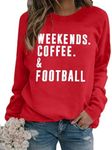 EGELEXY Football Game Day Sweatshirts Weekends Coffee and Football Sweatshirt Women Football Mom Crewneck Pullover