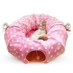 PETCUTE Cat Tunnel Bed Cat Tube Tunnel Cat Tunnels for indoor cats cat bed play tunnel Pink