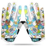 Cycling Gloves Kids Boys Girls Youth Full Finger Pair Bike Riding, Children Toddler Touch Screen Mountain Road Bicycle Warm Cold Weather Gel Padded, Color Green Blue Orange Age 2-11 (Color Dream, L)