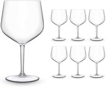 BRYNA - Set 6 Piezas Vasos GIN 75 cl de Policarbonato (Plástico Rígido), 100% Diseño Italiano, Vasos Irrompibles, Copas de Vino Reutilizables y Lavables, Transparente