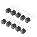 uxcell 10Pcs DIP Mounted Miniature Cylinder Slow Blow Micro Fuse T3.15A 3.15A 250V Black for Electronic Parts PCB LCD Repair Replacement