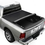RHOBRA Soft Roll-up Truck Bed Tonneau Cover Compatible with 2009-2026 Dodge Ram 1500 (Incl. Classic & New), 5.7 ft Bed Without Rambox, 26.5oz Vinyl Soft Truck Bed Cover, No-Drill Installation