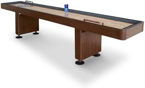 Hathaway Challenger 12 Ft Shuffleboard Table for Family Arcade Game Room - With Poly-Coated Playfield, Built-In Scorer & Cabinet, Climate Adjusters, Leg Levelers, 8 Pucks, Brush & Wax - Walnut Finish