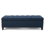 LEGACY OF COMFORT Amalfi 2 Seater Sofa Upholstered Ottoman Bench with Storage, for Living Room, Bedroom, Entryway (Blue)