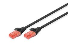 DIGITUS LAN Cable Cat 6-1m - CCA Network Cable With RJ45 - U/UTP Unshielded - Compatible to Cat-6A & Cat-5e - Black