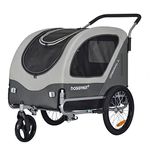 Large Pet Bike Trailer & Stroller for Dogs Up to 35kgs Parking Brakes Reinforced Base Floor (Grey/Black), BT