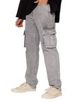 The Souled Store Denim: Grey Men and Boys Buttoned Cotton Blend Straight Fit Cargo Jeans