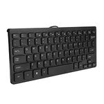 Fdit Wired Slim Keyboard Black, USB Compact Mini Computer Keyboard Waterproof for Business Trip and Office, 78 Keys + 7 Fn Hotkeys, for Windows System