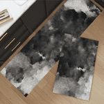 PRECHANA 2 Pcs Kitchen Mats, Waterproof Memory Foam Kitchen Rugs, Standing Desk Mat Floor Mats, Comfort Runner Rug Carpets for Kitchen Floor, Sink (120 * 40 cm, 40 * 60 cm) (B- Cloud)