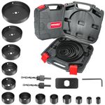 Hole Saw Kit 19-Piece 6" to 3/4" Full Hole Saw Set, Carbon Steel Nickel-Plated Coating Hole Saw Kit with Mandrels for Soft Wood, Plywood, Drywall, PVC, Aluminum, Plastic Plate, with Storage Case