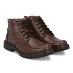 POS Synthetic Leather Biker Boot for Men (Brown, 9)