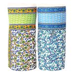 CHHAARODIYA Jaipuri Rajasthani Traditional Pure Cotton Single Bed Soft Jaipuri Ac/Winter Quilt/Razai Floral Blue&Green Print (55 X 85 Inch Stitch Including,Set Of 2,Reversible,Lightweight),300 TC